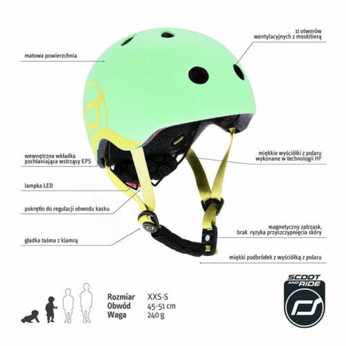 Scoot & Ride - Kask XXS-S dla dzieci 1-5 lat - Kiwi - obrazek 3