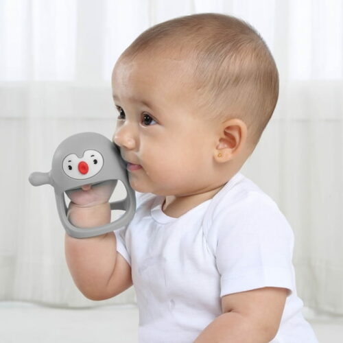 Smily Mia Gryzak Silikonowy Pingwin Buddy Light Grey - obrazek 4