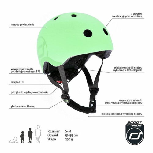 SCOOTANDRIDE Kask S-M dla dzieci 3+ Kiwi - obrazek 3