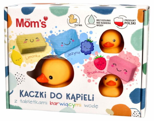 MOM'S Kaczki do kąpieli z tabletkami barwiącymi wodę, zabawki do kąpieli bez dziurki