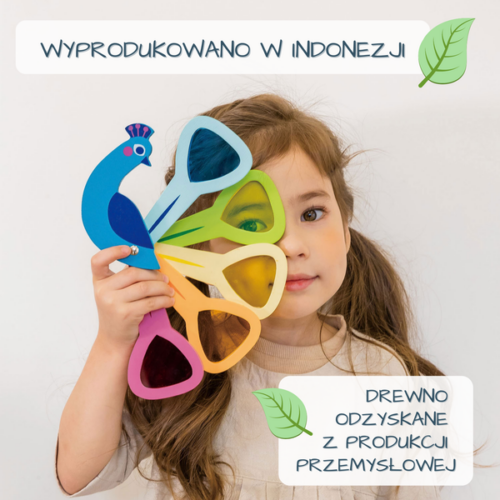 Drewniana zabawka, Poznajemy kolory - paw z kolorowymi szybkami, Tender Leaf Toys - obrazek 5