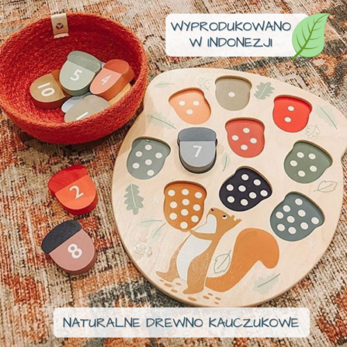 Drewniana zabawka - Wiewiórka i liczenie żołędzi, Tender Leaf Toys - obrazek 3