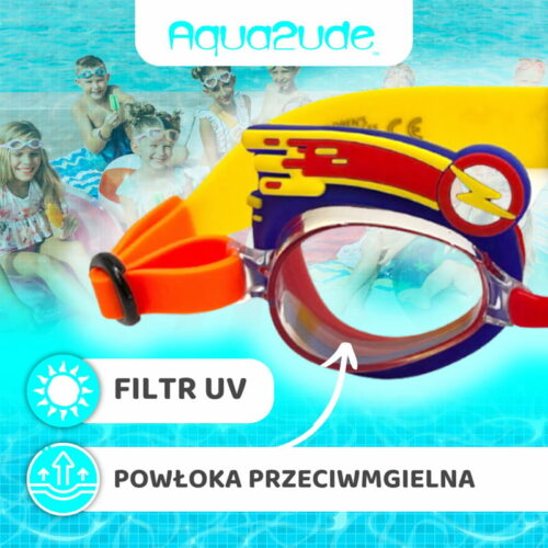 Okulary do pływania dla dzieci Błyskawica 3+, Aqua2ude - obrazek 2