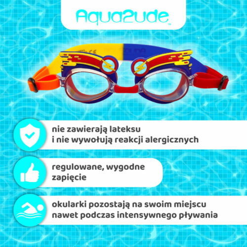 Okulary do pływania dla dzieci Błyskawica 3+, Aqua2ude - obrazek 3