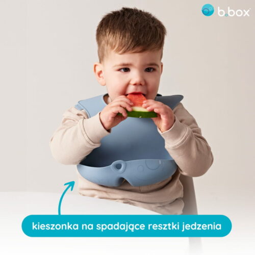 Śliniak z otwartą kieszonką niebieski, b.box - obrazek 4