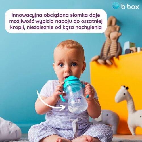 B.box bidon dla dzieci - kubek niekapek ze słomką 240 ml lazurowy - obrazek 2