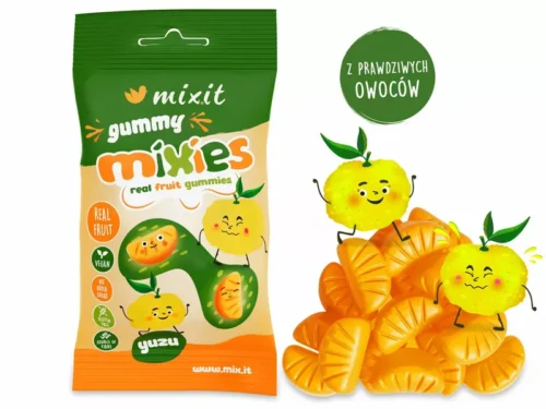 MIXIT Owocowe Mixies - naturalne cukierki żelki o smaku Yuzu