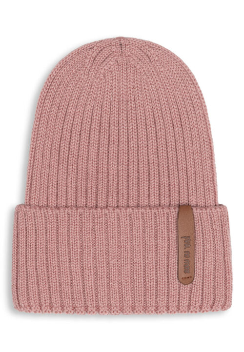 CZAPKA Z WEŁNY MERINO Dusty Pink 0-12msc