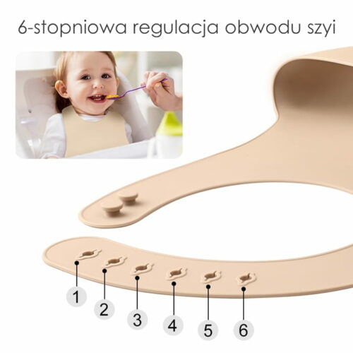 Mombella Silikonowy Śliniak z Kieszonką 3D Light Brown - obrazek 3