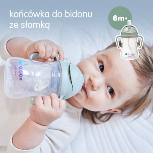 B.box kubek do nauki picia dla dziecka - zestaw 4w1 240 ml szałwiowy - obrazek 6