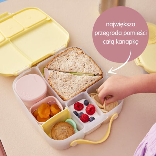 B.box Lunchbox dla dzieci do szkoły - szczelna śniadaniówka z przegródkami i wkładem chłodzącym Lemon Twist - obrazek 4