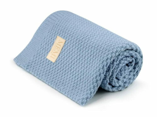 Kocyk ze 100% wełny merino baby blue - premium collection