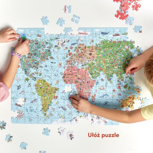 Puzzle CzuCzu 300 el. Odkrywcy Mapa Świata Bright Junior Media - obrazek 4