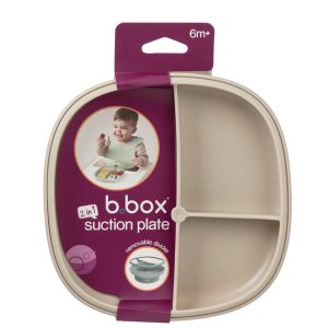 B.box Talerzyk z przyssawką dla dzieci – trójdzielny 2w1 latte