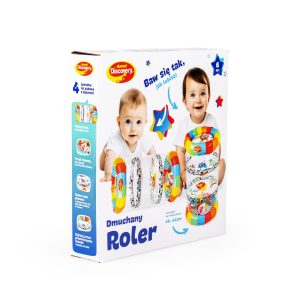 DUMEL Dmuchany roler do nauki raczkowania 44cm grzechoczące piłeczki