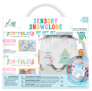 Glo Pals ŚNIEŻNY Zestaw sensoryczny DIY, świecący słoik z brokatami i figurkami Fun Fillers + naklejki gratis ZIMA WINTER