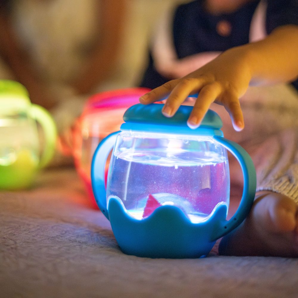Glo Pals, CASE x3 Mini słoik sensoryczny, świecący do napełnienia wodą, kolor niebieski1