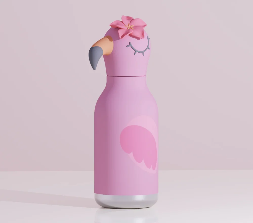 Butelka termiczna ze słomką Bestie Asobu – Flaming 460 ml1