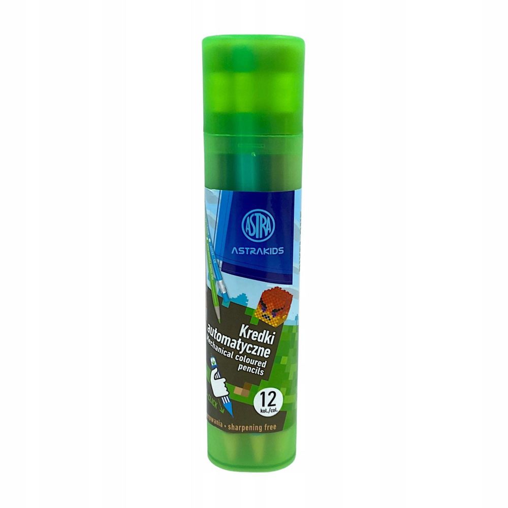 Kredki automatyczne bez temperowania ASTRAKIDS PIXEL ONE - 12 kolorów w tubie