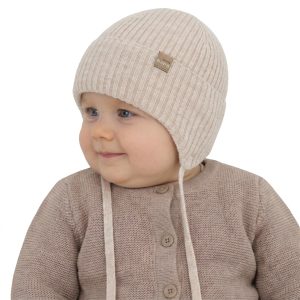 AGBO Czapka jesienna, wiosenna dla chłopca, 100% wełniana merino, beżowa Fenaro 40-42