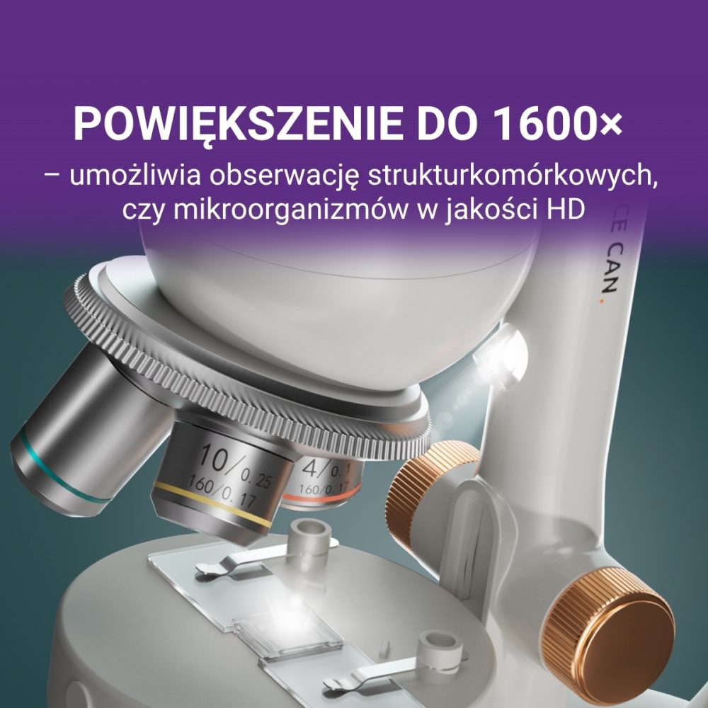 Mikroskop Młodego Badacza – Laboratorium 1600x 8+ Science Can 3