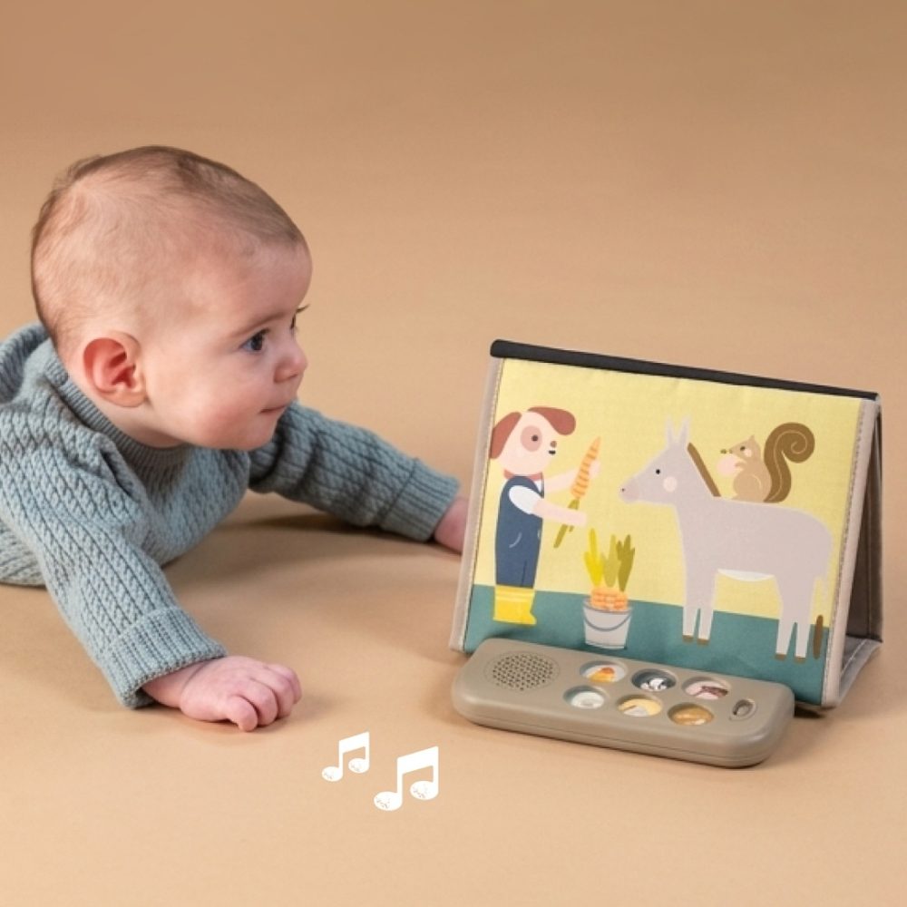 Muzyczna Książeczka Sensoryczna Farma – Zabawka Rozwojowa na Czas na Brzuszku Taf Toys7