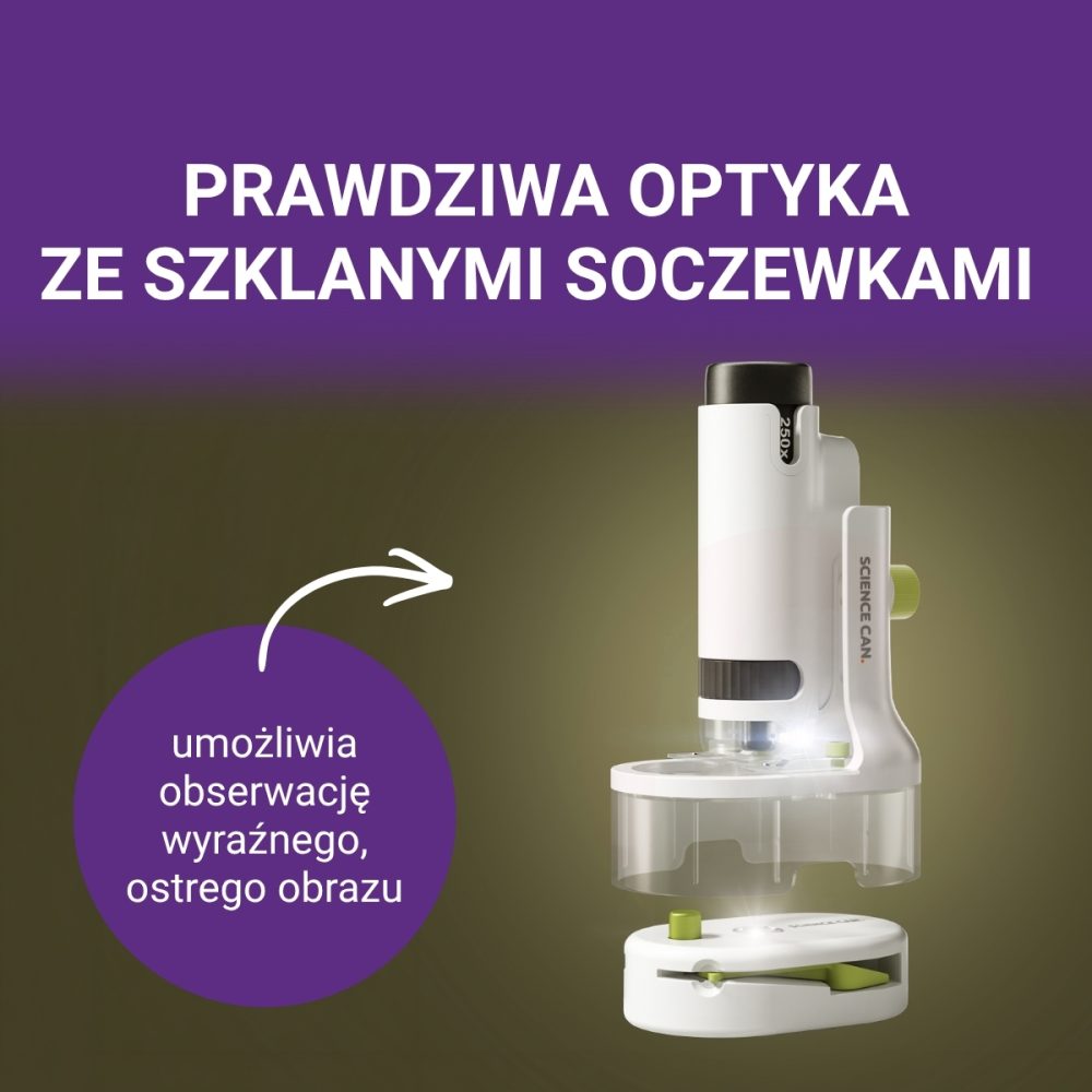 Przenośny Mikroskop Młodego Badacza 250x, 8+ Science Can3