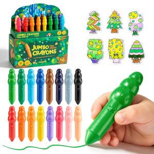 Jarmelo Leśne duszki Jumbo Crayons — wzmocnione, grube kredki z wosku pszczelego, 16 kolorów, 1+
