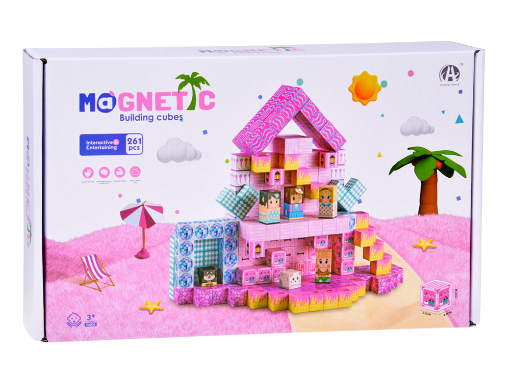 Klocki magnetycne DOMEK - konstrukcyjne sześciany i piksele 261ele ZA6351