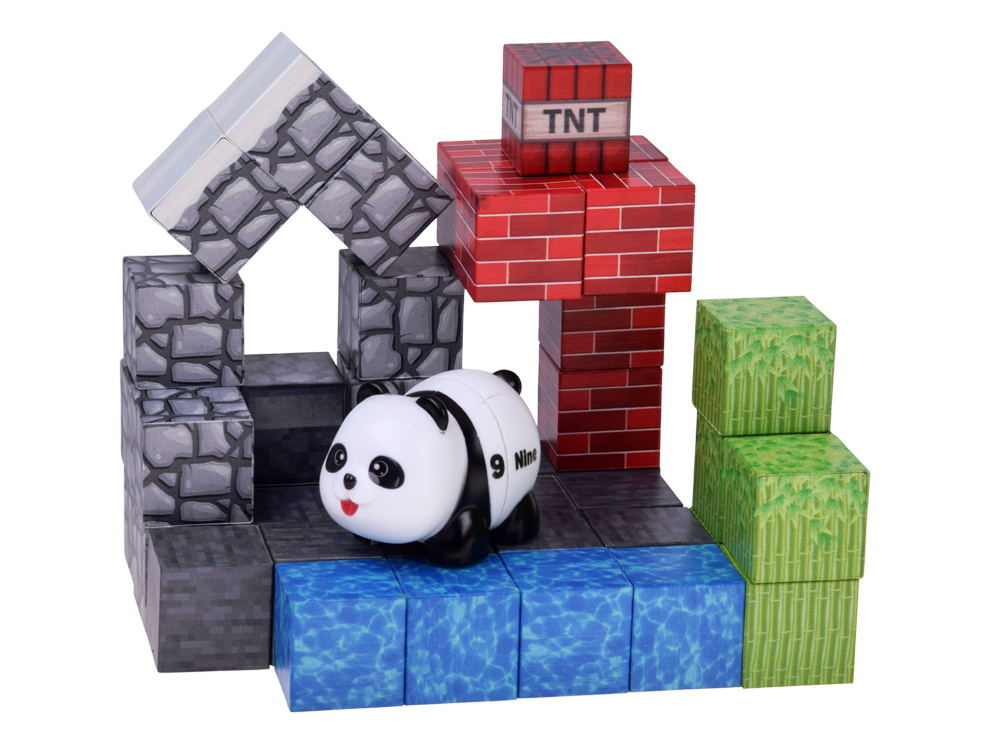 Klocki magnetyczne PANDA - konstrukcyjne sześciany i piksele 41ele ZA6604 - obrazek 3