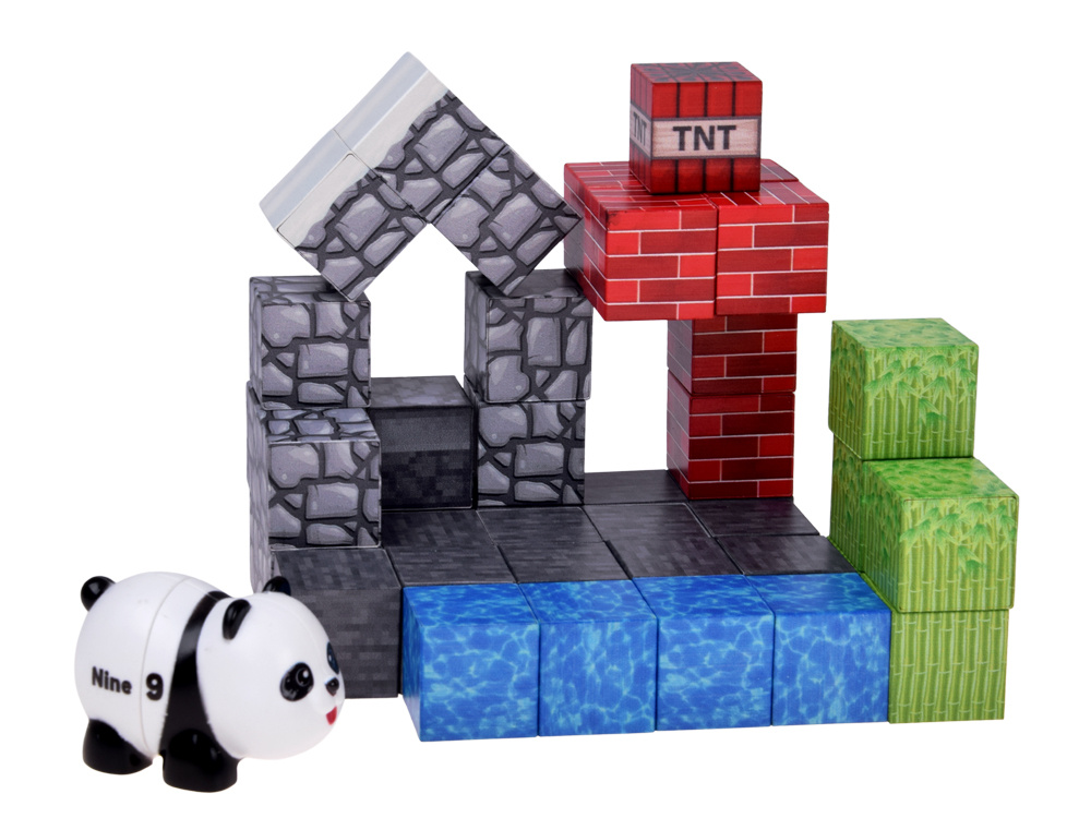 Klocki magnetyczne PANDA - konstrukcyjne sześciany i piksele 41ele ZA6604 - obrazek 7