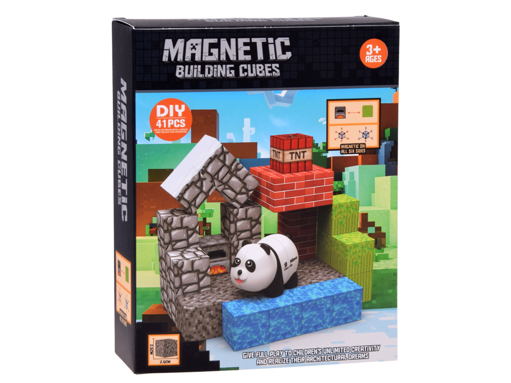 Klocki magnetyczne PANDA - konstrukcyjne sześciany i piksele 41ele ZA6604