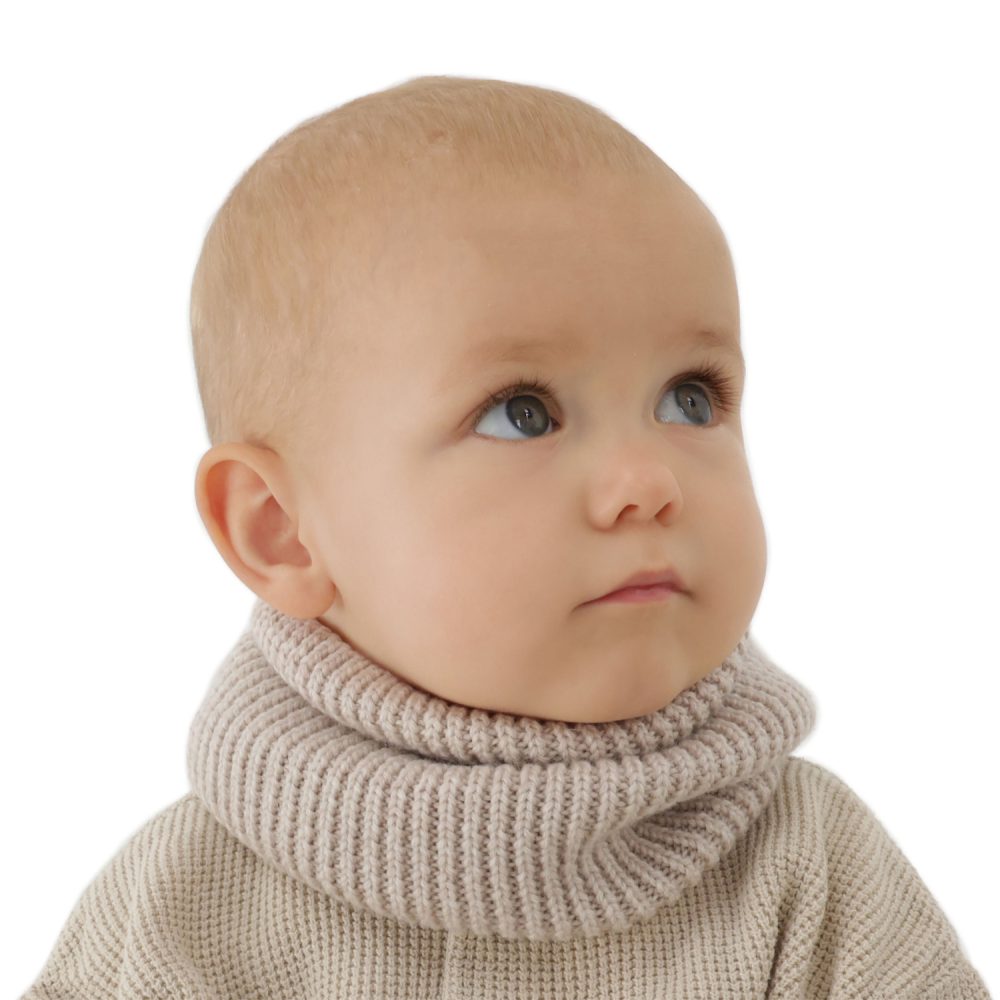 Komin zimowy dziecięcy, beżowy, 100% wełniany merino Vanilla
