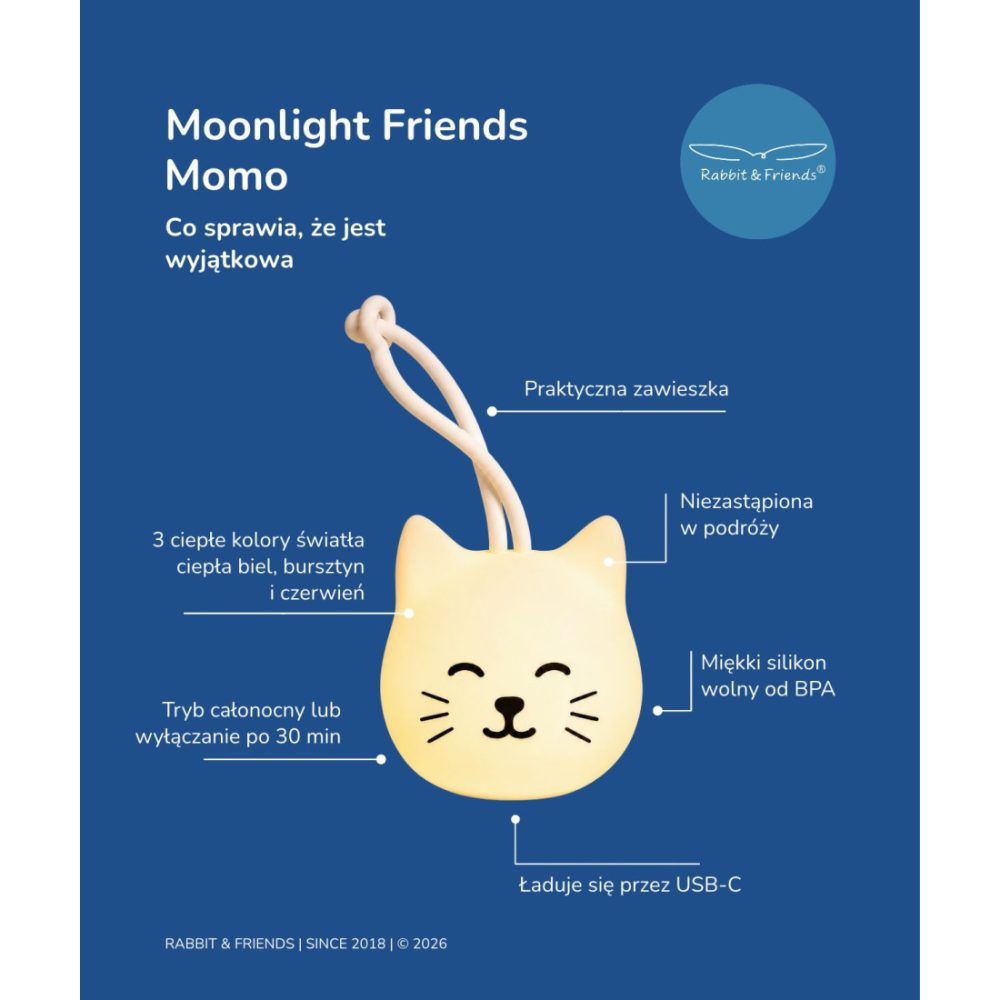 Moonlight Friends - Kot MOMO lampka do zawieszenia2