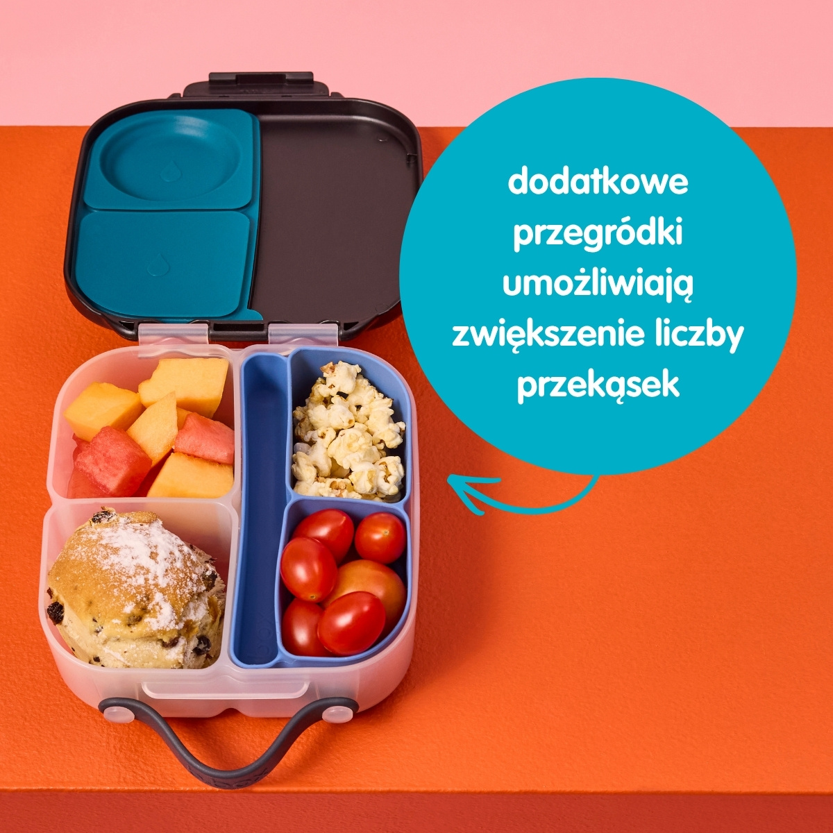 b.box Silikonowy wkład do mini lunchboxa z przegrodą na sztućce Berry - obrazek 3